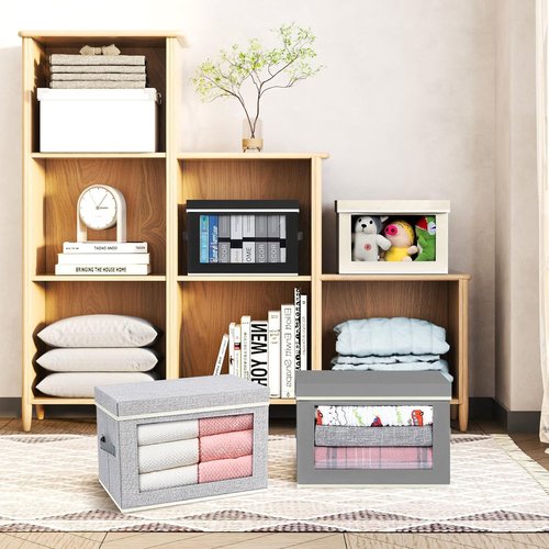 Homsorout Closet Organizers - Large Fabric Storage Bins with Handles | 6-Pack Shelf Organizer