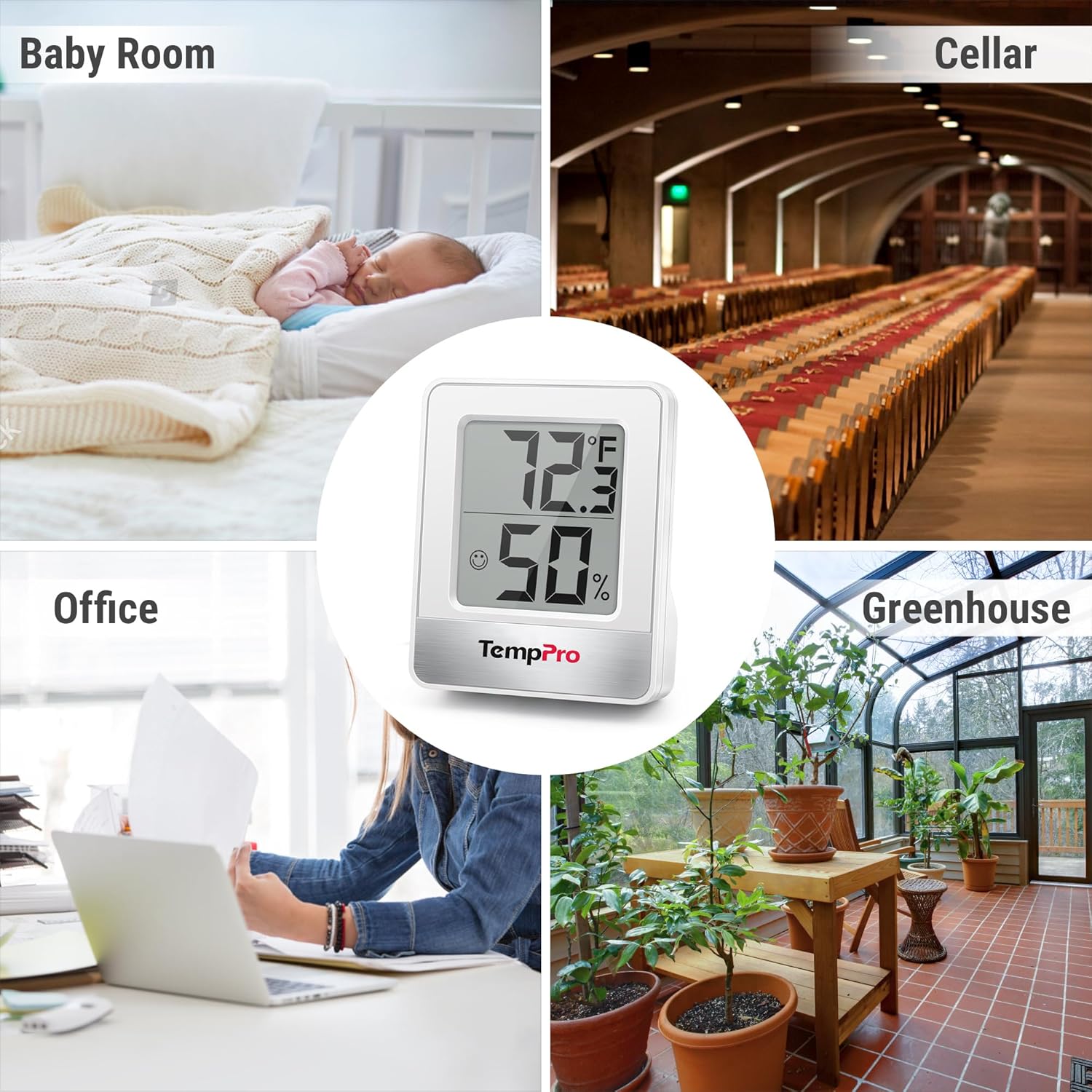 TempPro TP49 Digital Hygrometer & Indoor Thermometer - Accurate Humidity & Temperature Monitor | Mini Design