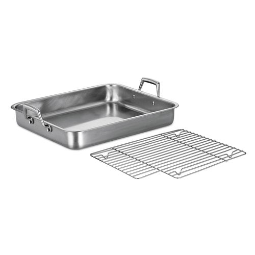 Tramontina 16.5-Inch Stainless Steel Roasting Pan with Rack, Turkey Roaster for Oven, Dishwasher Safe, Made in Brazil