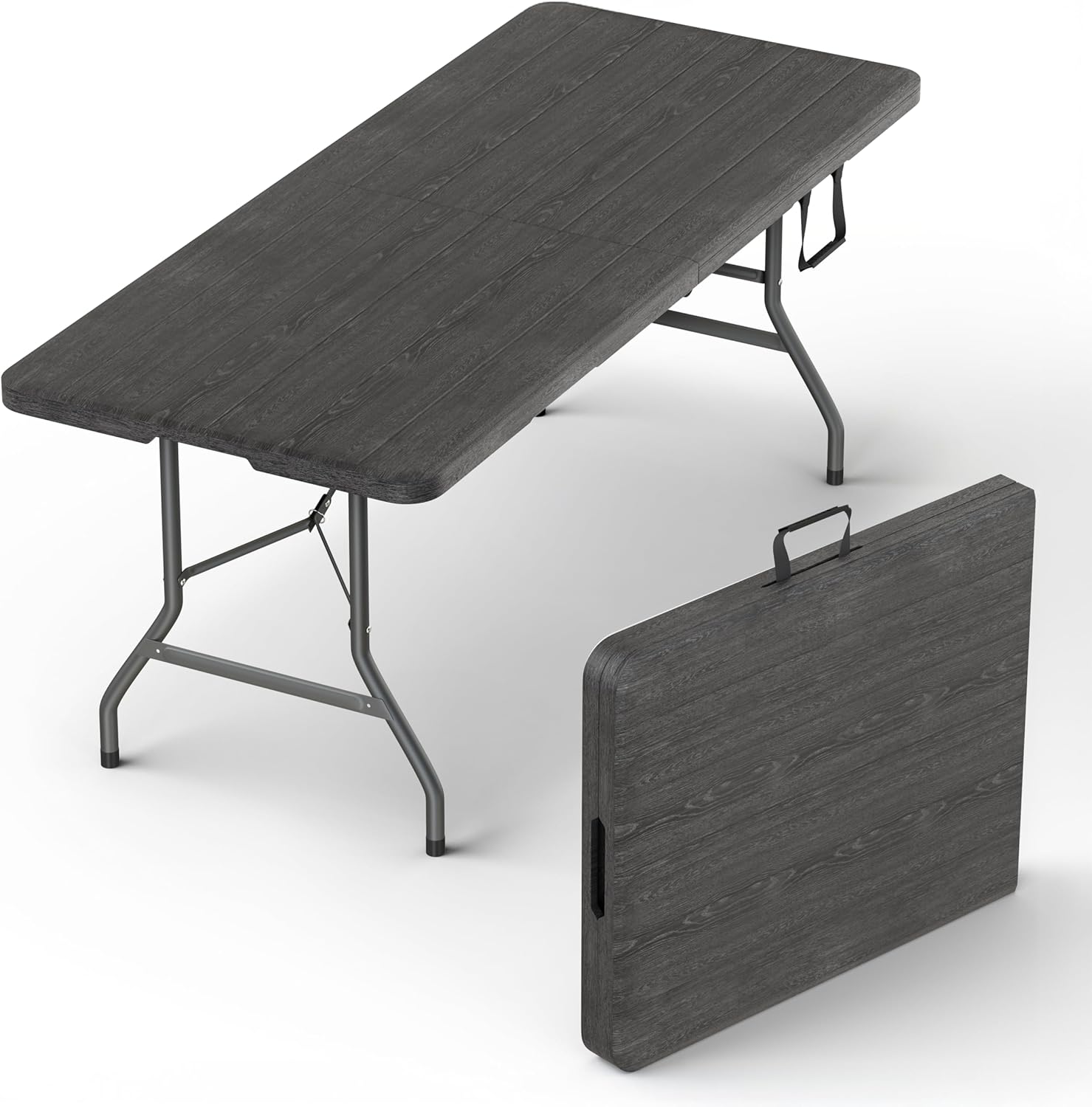 6FT Heavy Duty Folding Table by [Brand Name] - Portable with Built-In Handle & Steel Legs | Ideal for Events, Picnics, and Camping