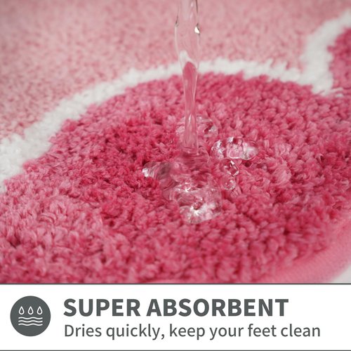 Wylumen Cute Scalloped Rose Pink Bathroom Rugs Mat,Non Slip Absorbent Quick Dry Bath Mats for Shower Room,Microfiber Bath Mats for Bathroom Floor Washable Carpet for Shower Tub Sink Bedroom,20"x32"