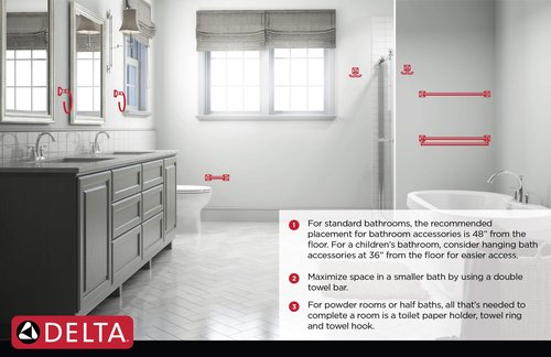 Delta Galeon (1-Pack) 8'' Towel Rack for Bathroom Matte Black Towel Bar for Bathroom Wall Hand Towel Holder Rod Wall Mounted Kitchen Towel Holder 77208-BL
