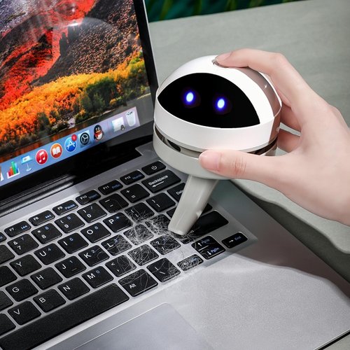 Ryaacphi Desktop Vacuum Cleaner Mini,Cordless & Portable,Dust & Crumb Sweeper,Cute Cartoon Robot,USB,Easy to Remove Dust/Hair/Pet Hair/Crumbs on Desktop/Table/Keyboard/Sofa and etc,Lightweight Design