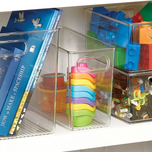 iDesign Slim Clear Plastic Bathroom Storage Bin, Tall Narrow Organizer for Lotions, Creams, and Toiletries