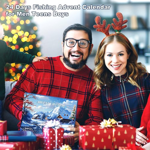 Fishing Advent Calendar 2026, 24 Days Christmas Countdown Calendar Fishing Lures Set with Soft/Hard Lures and Tools, Surprise Gifts for Men Adult Teen Boys Fish Lovers