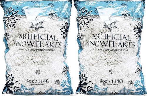 Black Duck Brand Snow Artificial Flakes - 4 Oz Bag of Festive Fake Snow for Crafts & Christmas Decor