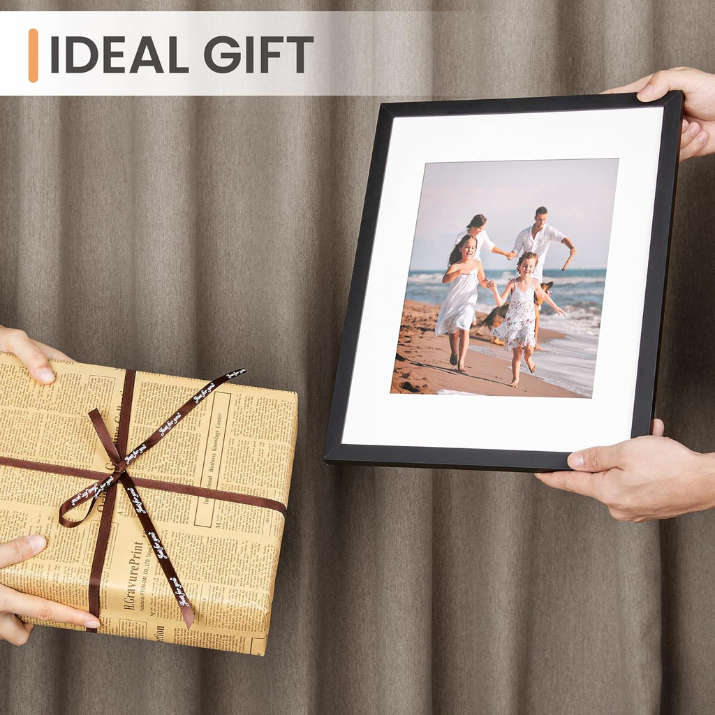Upsimples 11x14 Picture Frame - Versatile Display for 8x10 Photos with Mat or 11x14 Without Mat, Black