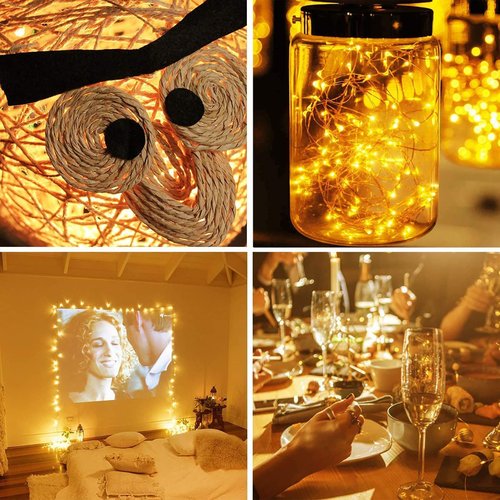10 Pack Fairy Lights Battery Operated - 7ft 20 LED Twinkle Lights Copper Wire Mini String Lights Firefly Lights for Mason Jars DIY Crafts Christmas Centerpiece Table Decor, Warm White & Cool White