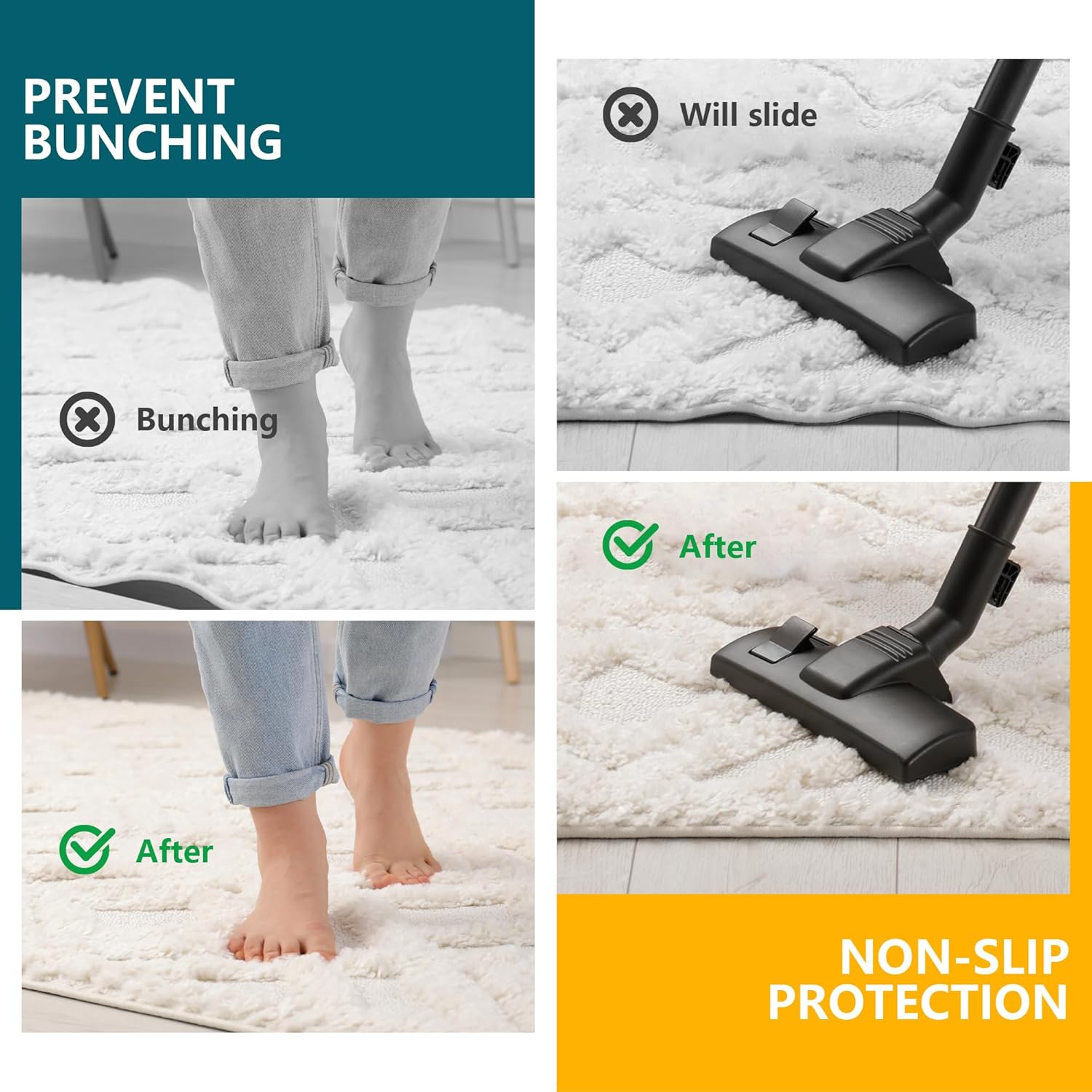 Skiennix Non-Slip Rug Pad Gripper - Extra Thick 2x6 Feet Anti-Skid Mat for Hardwood Floors