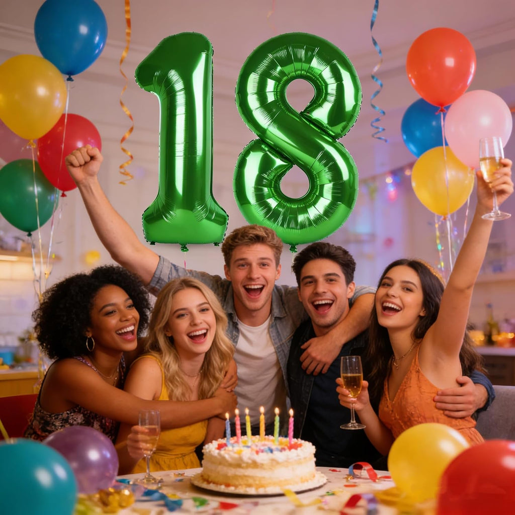 Skiennix 40-Inch Dark Green Balloon Numbers - 18th Birthday Party Decoration for Men & Women
