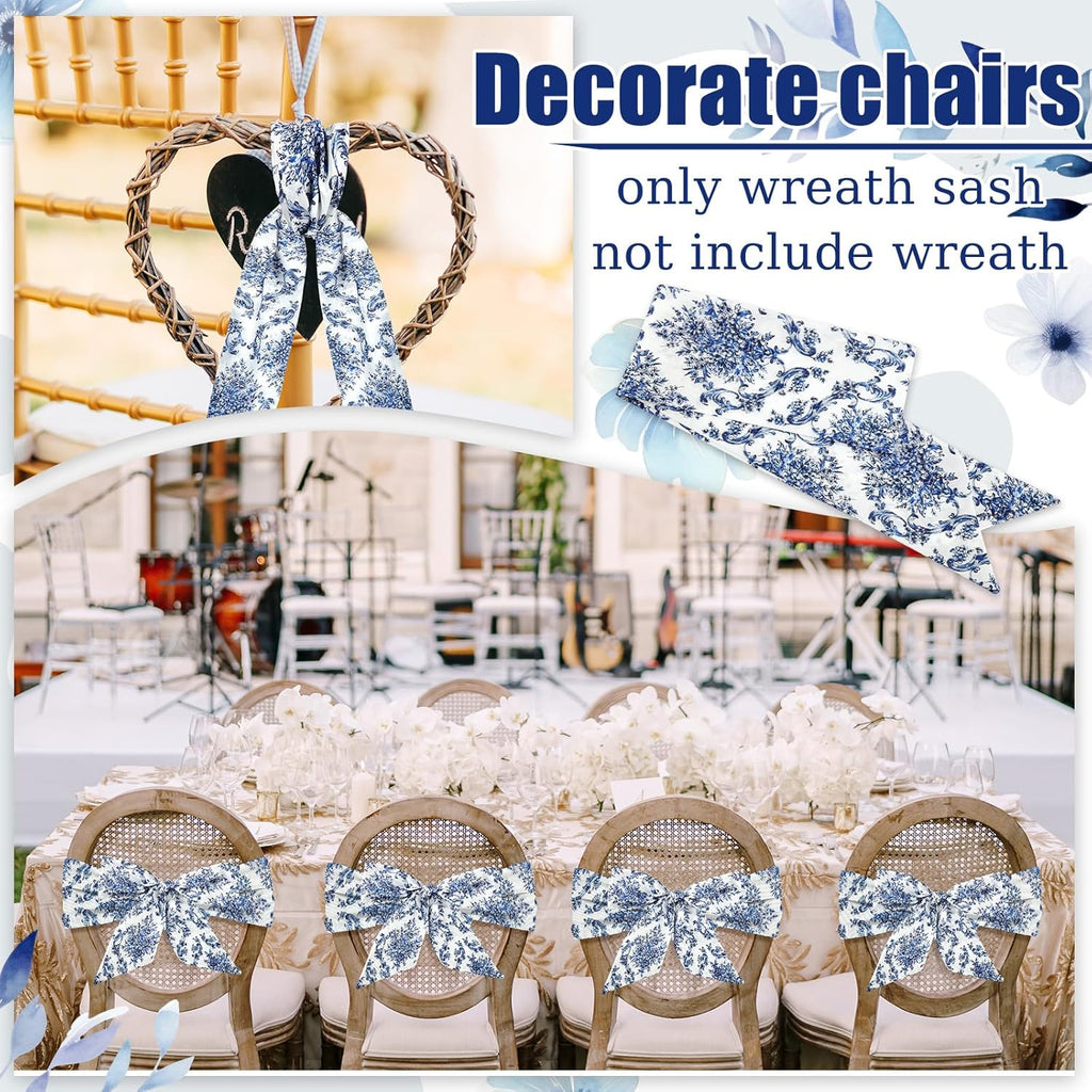 XunYee Wreath Sash Set - 6 Pcs Embroidery Monogram Decor for Indoor/Outdoor Weddings & Events | Retro Style