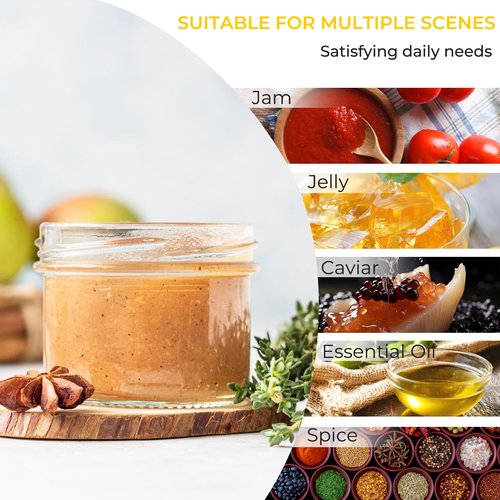 CycleMore 40 Pack 4oz Clear Mason Jars With One Piece Silver Lids, Mini Glass Canisters, Spice Bottles, Canning Jars for Honey, Jam, Jelly