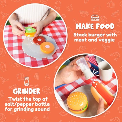 JOYIN BBQ Play Grill Set - Interactive Cooking Toy with Light & Sound | Perfect Birthday Gift for Kids Ages 2-4