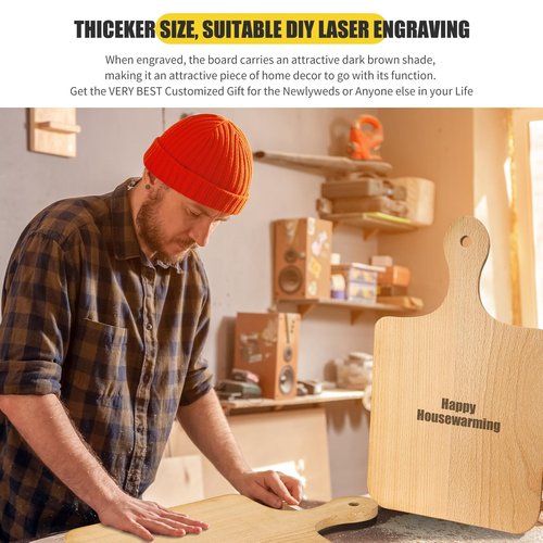Lounsweer 6 Pcs Thicken Cutting Board Bulk Wood Board for Chopping Serving Charcuterie Material for Laser Engraving Mother' Day Wedding Housewarming Gift