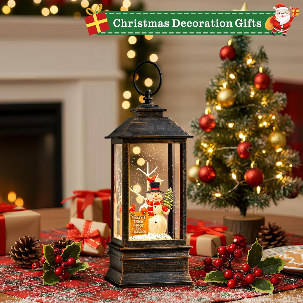 Skiennix Christmas Snow Globe Lantern - Musical Snowman & Tree Light - USB/Battery Operated | Holiday Home Decor