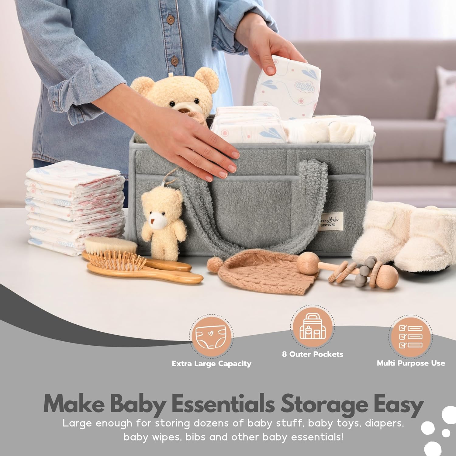 PeraBella Baby Diaper Caddy Organizer - Portable Storage Basket for Newborn Essentials | Perfect Gift for Boys & Girls