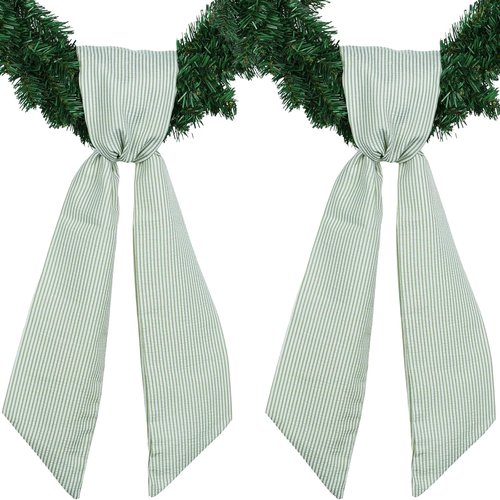 Green Striped Ribbon Set by [Brand Name] - 2 Pack for Door Wreaths | 5.12" Wide x 54.33" Long