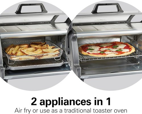 Hamilton Beach Air Fryer Toaster Oven - Large Capacity for 6 Slices & 12” Pizza | 4 Cooking Functions, Stainless Steel