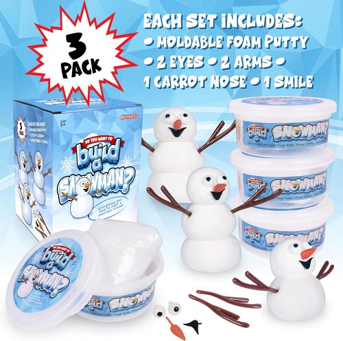 Kangaroo Build A Snowman Kit - 3 Pack Snowballs Toys for Kids | Winter Crafts & Outdoor Fun