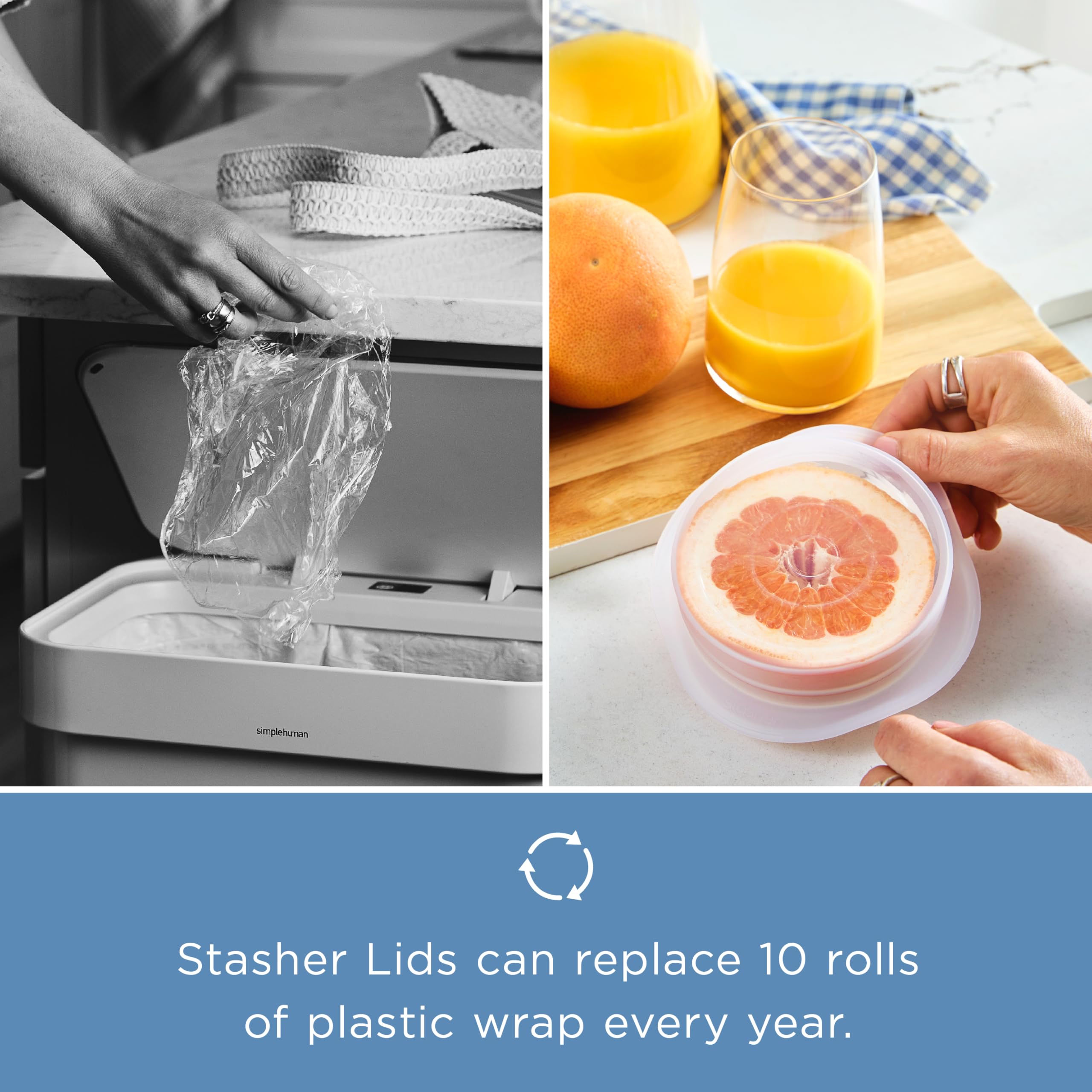 Stasher Premium Reusable Silicone Stretch Lids, Clear, 3pk of 9” Lids, Airtight Seal, Food Container Covers, BPA Free, Leak-free, Dishwasher Safe, Microwave Safe, Eco-Friendly