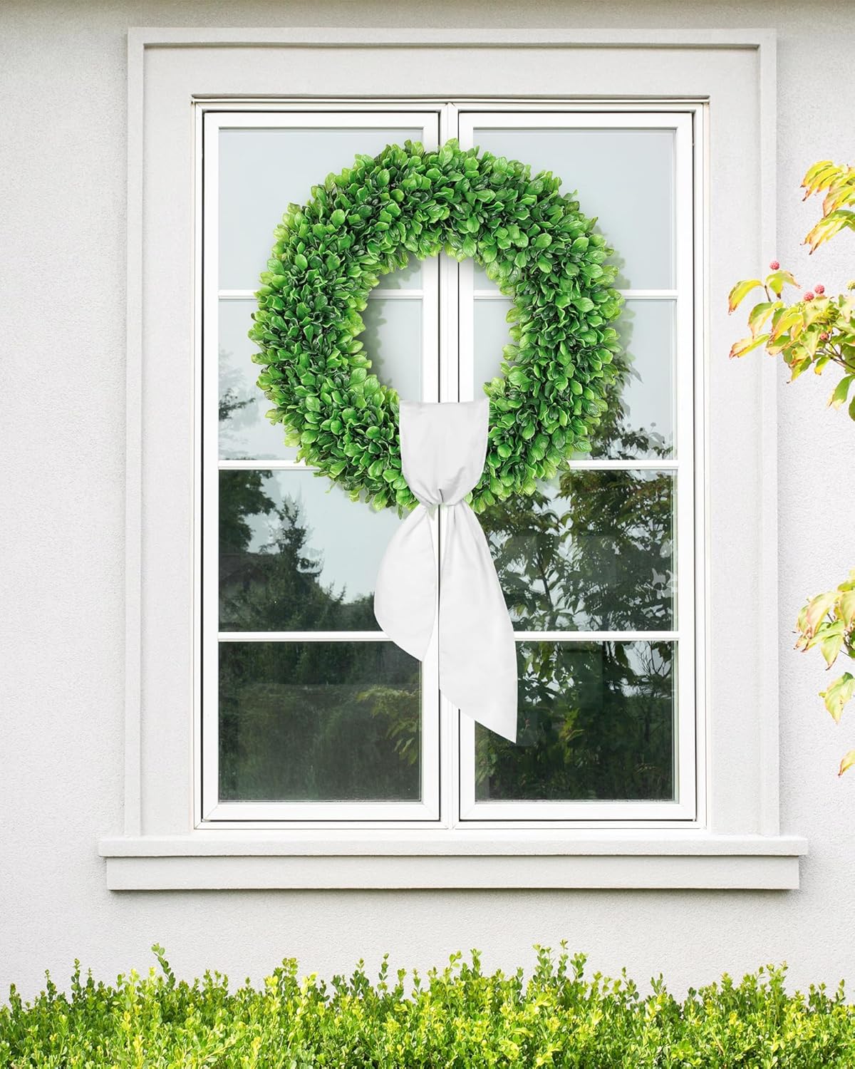 Vlorart 24-Inch Faux Boxwood Wreath - Weatherproof Spring & Summer Decor for Indoor/Outdoor Use
