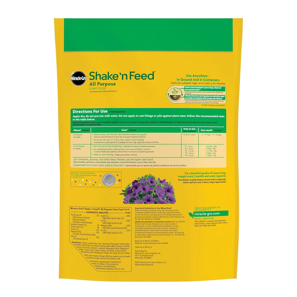 Miracle-Gro Shake 'N Feed All Purpose Plant Food - Feeds Indoor & Outdoor Plants for 3 Months | 8 lbs.