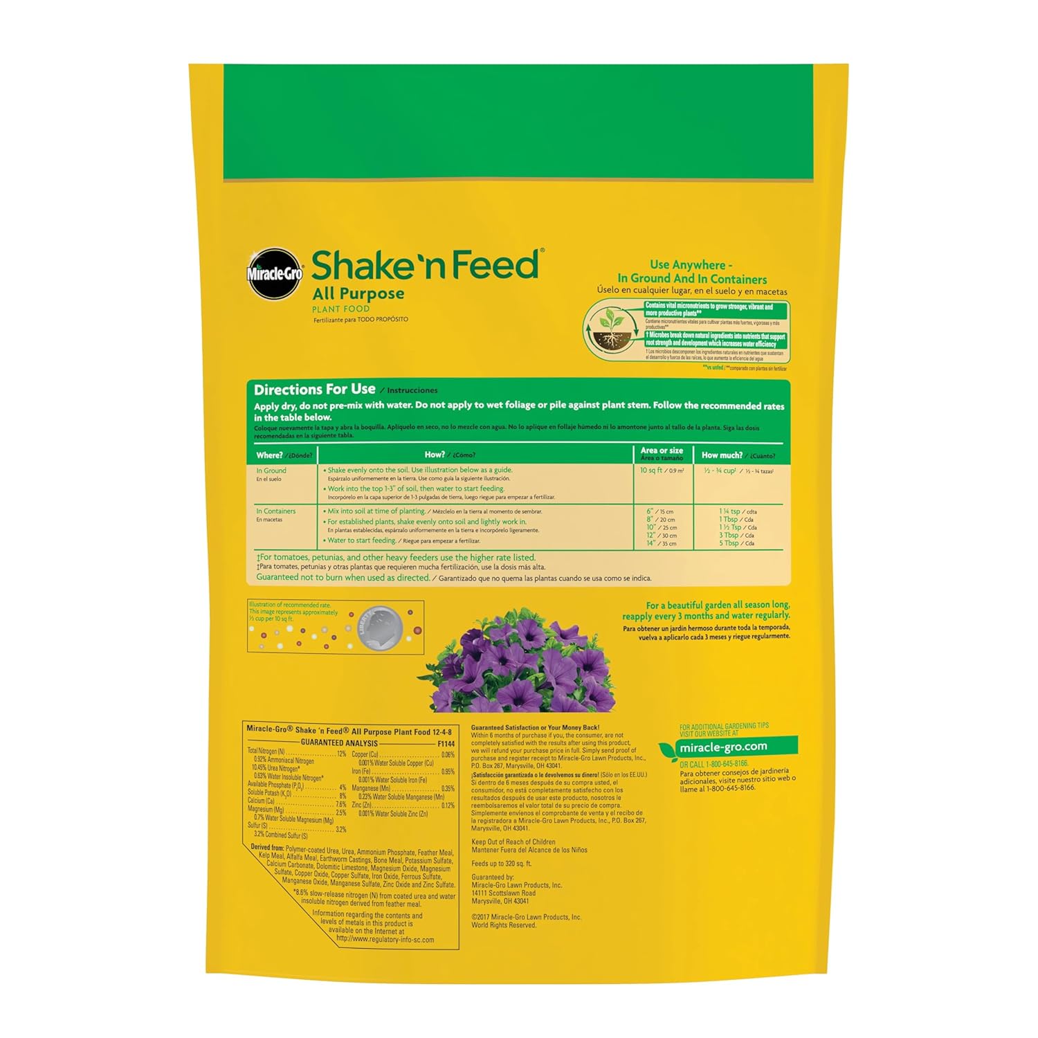 Miracle-Gro Shake 'N Feed All Purpose Plant Food - Feeds Indoor & Outdoor Plants for 3 Months | 8 lbs.