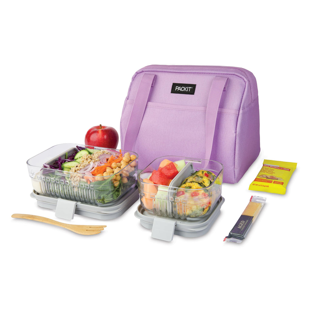 PackIt(R) Freezable Hampton Lunch Bag, Lavender, Built with EcoFreeze(R) Technology, Collapsible, Reusable, Zip Closure with Front Pocket and Shoulder Straps, Designed for Fresh Office Lunches