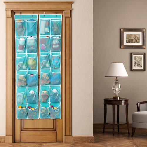 GOMAJI Hanging Shoe Organizer - 12 Large Pockets Over The Door Storage | Turquoise