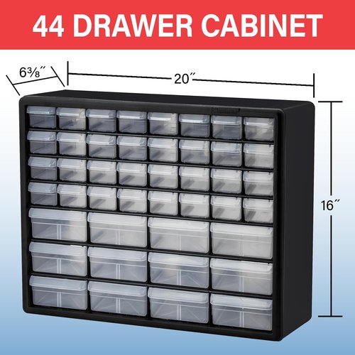 Akro-Mils 44-Drawer Storage Cabinet - Versatile Organizer for Garage, Crafts & Makeup | 20" W x 6" D x 16" H - Black