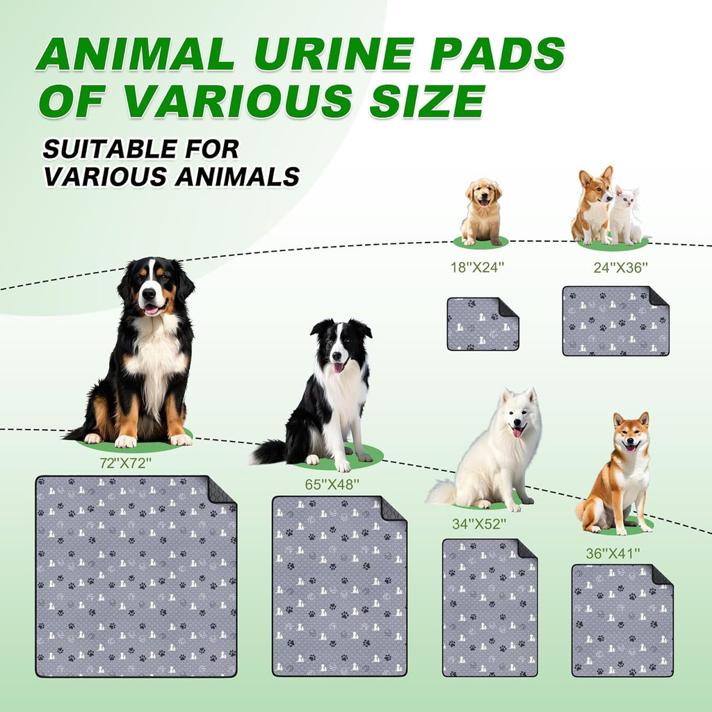 WanpeeGoo Washable Dog Pee Pads - Absorbent Reusable Training Pads, Non-Slip Design, Grey 18"x24" - 4 Pack