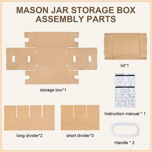PPXHFV 3 Pcs Canning Jar Storage Boxes, Fits 32 oz Regular or Wide Mouth Jars, 12 Cells, Mason Jar Organizer