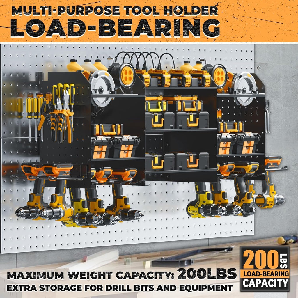 Upgrade Large Power Tool Organizer - Wall Mount with Charging Station & 10 Drill Holders for Garage