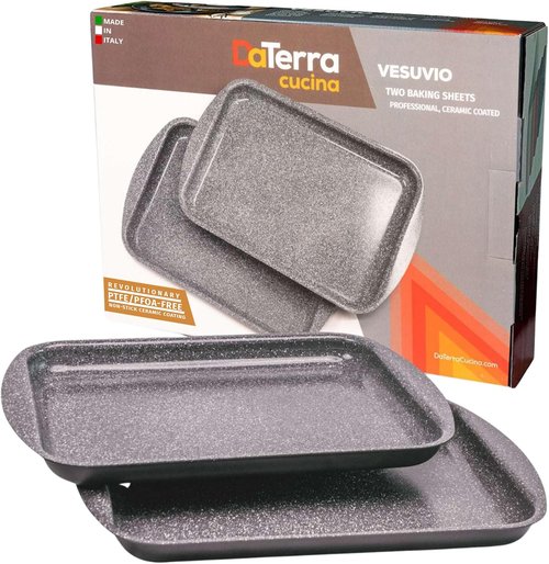 DaTerra Cucina Nonstick Ceramic Baking Sheet Twin Pack - 16" x 11" | Professional Grade, Oven Safe, Eco-Friendly