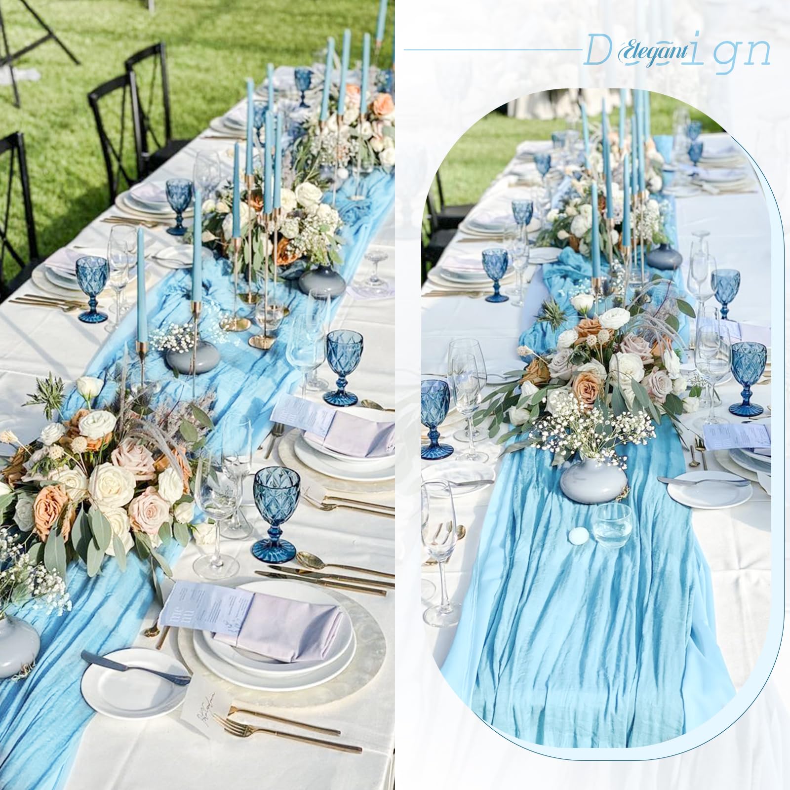 Showgeous 24 Pack Purple Cheesecloth Table Runner 10Ft Boho Gauze Cheese Cloth Table Runner 35x120 Inch Long Rustic Sheer Table Decor for Wedding Bridal Shower Holiday Party