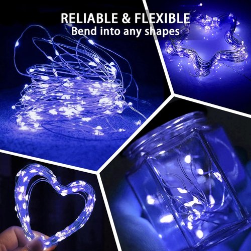 Blue Fairy Lights by [Brand Name] - 24 Pack 7Ft 20 LED Twinkle String Lights | Battery Operated & Waterproof for Weddings, Parties, & Holidays