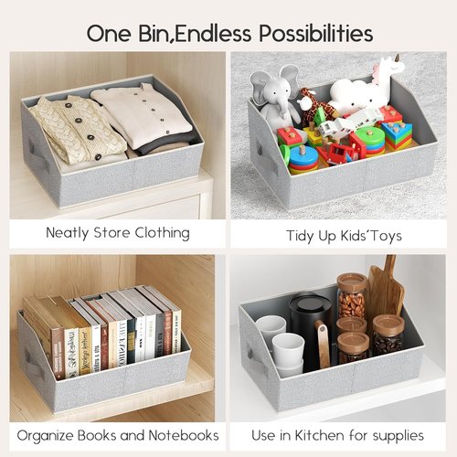 Homsorout Large Closet Organizers - 10 Pack Foldable Trapezoid Storage Baskets with Handles | Beige