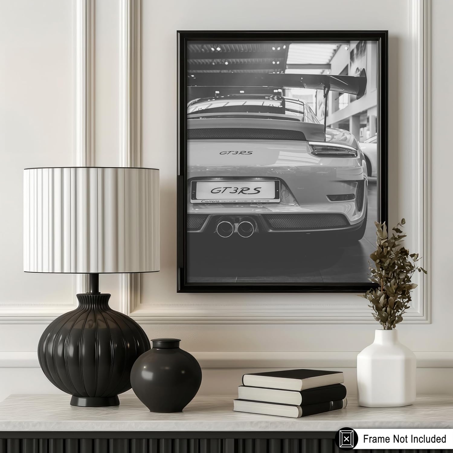 Poster Master Luxury Car Print - Black and White Automobile Photography - Perfect Garage or Bedroom Decor - 8x10 Unframed