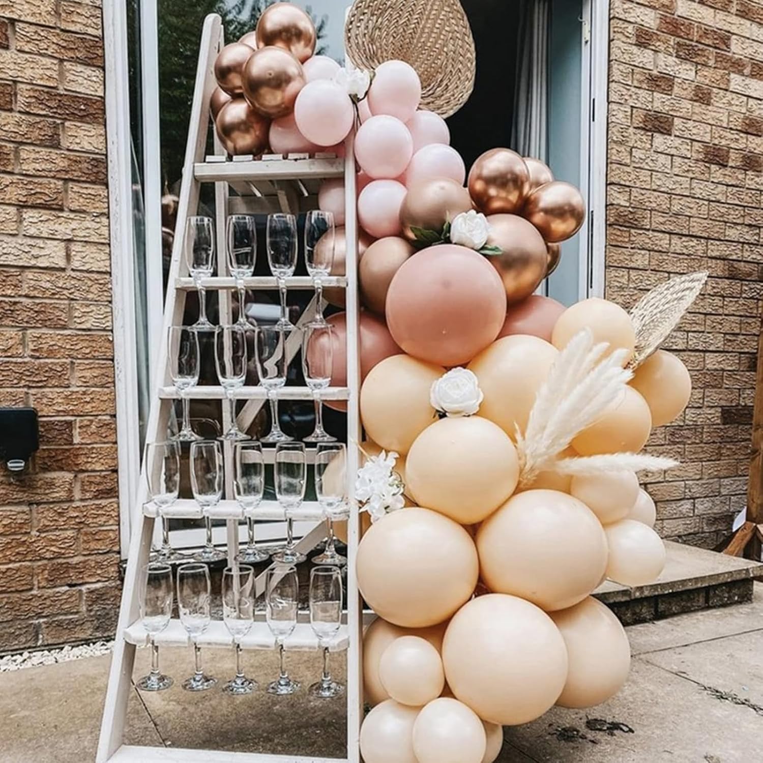 PartyWoo Nude Balloons - 50pcs 5-Inch Apricot Latex Helium Balloons for Boho Fall Celebrations