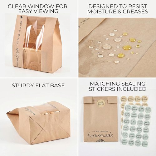 Beautiful Bread Bags - Clear Window Design Keeps Sourdough Fresh & Perfect for Gifting | Ideal Bakery Packaging
