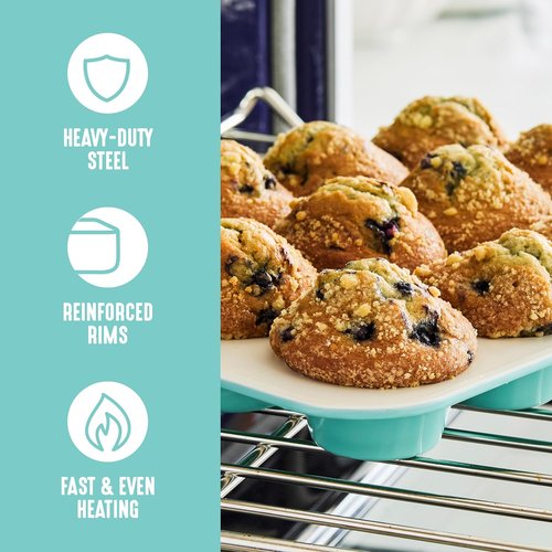 GreenLife 6-Piece Nonstick Bakeware Set - PFAS-Free Ceramic Oven Pans, Easy Release, Turquoise