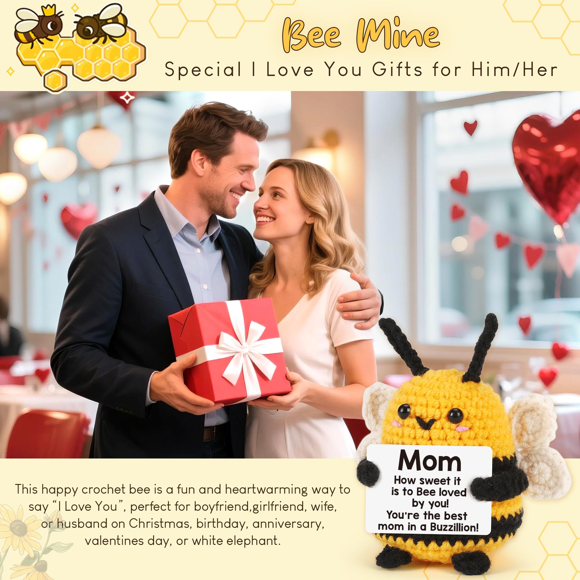 Mothers Day Mother Gifts for Mom Mothers Day from Daughter Son - Mom Gifts Mother's Day Mother-in-law Birthday Gift Ideas for Best Moms Ever Mama Mommy, Happy Birthday Cute Small Crochet Bee Present