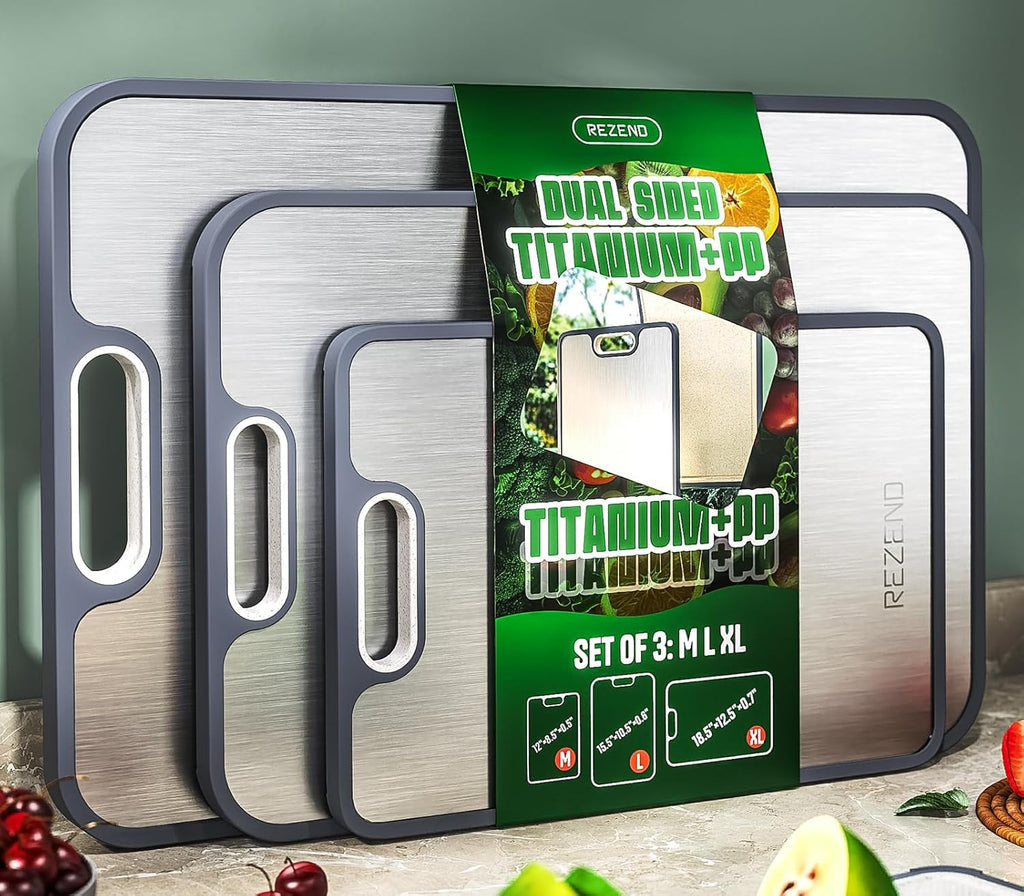 **Titanium Cutting Board Set - Non-Toxic Dual-Sided Design for Hygienic Food Prep | Extra Large (M/L/XL)**