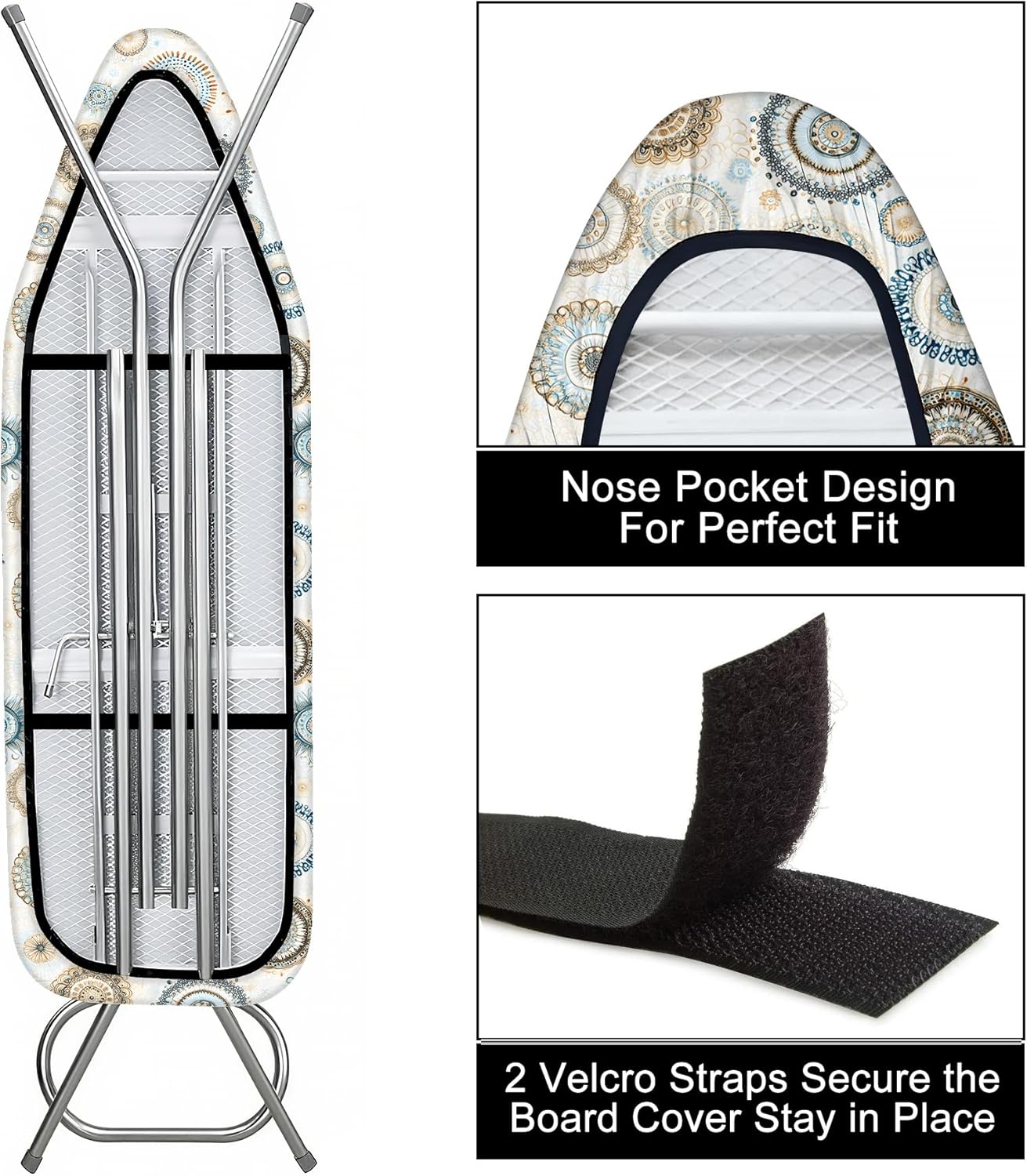 Regine Switzerland Ironing Board Cover - Heavy Duty Non-Slip Design with Thick Padding | 15"x54" Standard Size