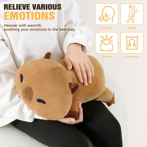 Onsoyours Original 13.8"|1.8 Pound Weighted Stuffed Animals, Cute Weighted Positive Capybara Plush Pillow Toy Soft Weighted Capybara Plushies Gift for Kids Adults