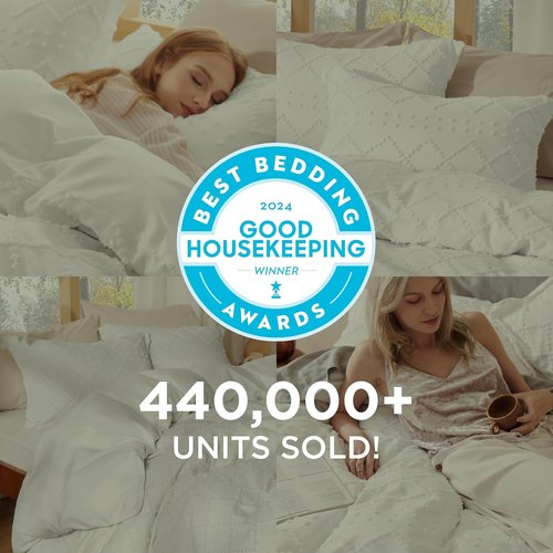 Bedsure Boho Duvet Cover - Soft White Bedding Set for Queen Size | Machine Washable, Includes 1 Cover & 2 Shams