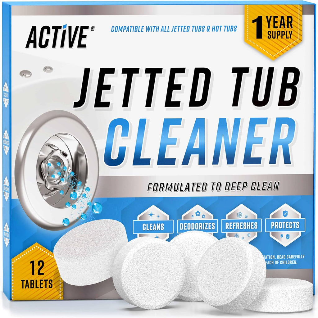 Skiennix Jetted Tub Cleaner Tablets - 12 Active Cleaning Tabs for Whirlpool & Spa Baths | Septic Safe