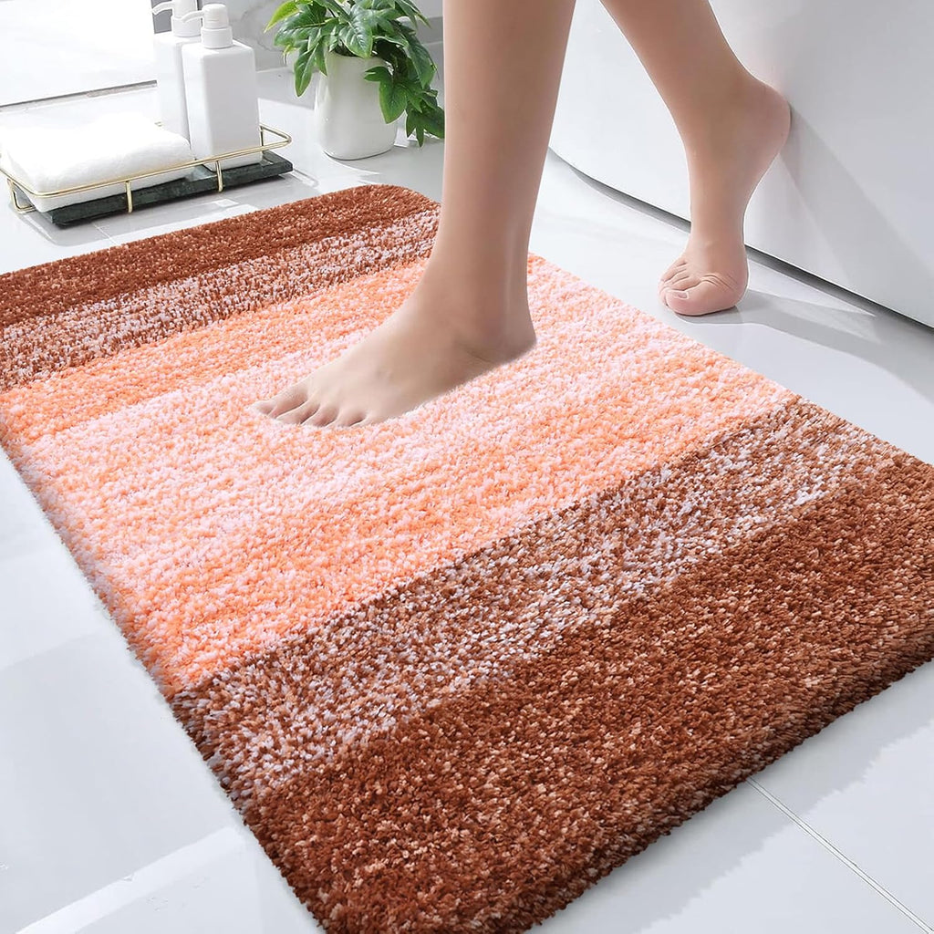 OLANLY Bathroom Runner Rug - Extra Soft Microfiber Mat | Quick Dry & Washable 47x20, Orange