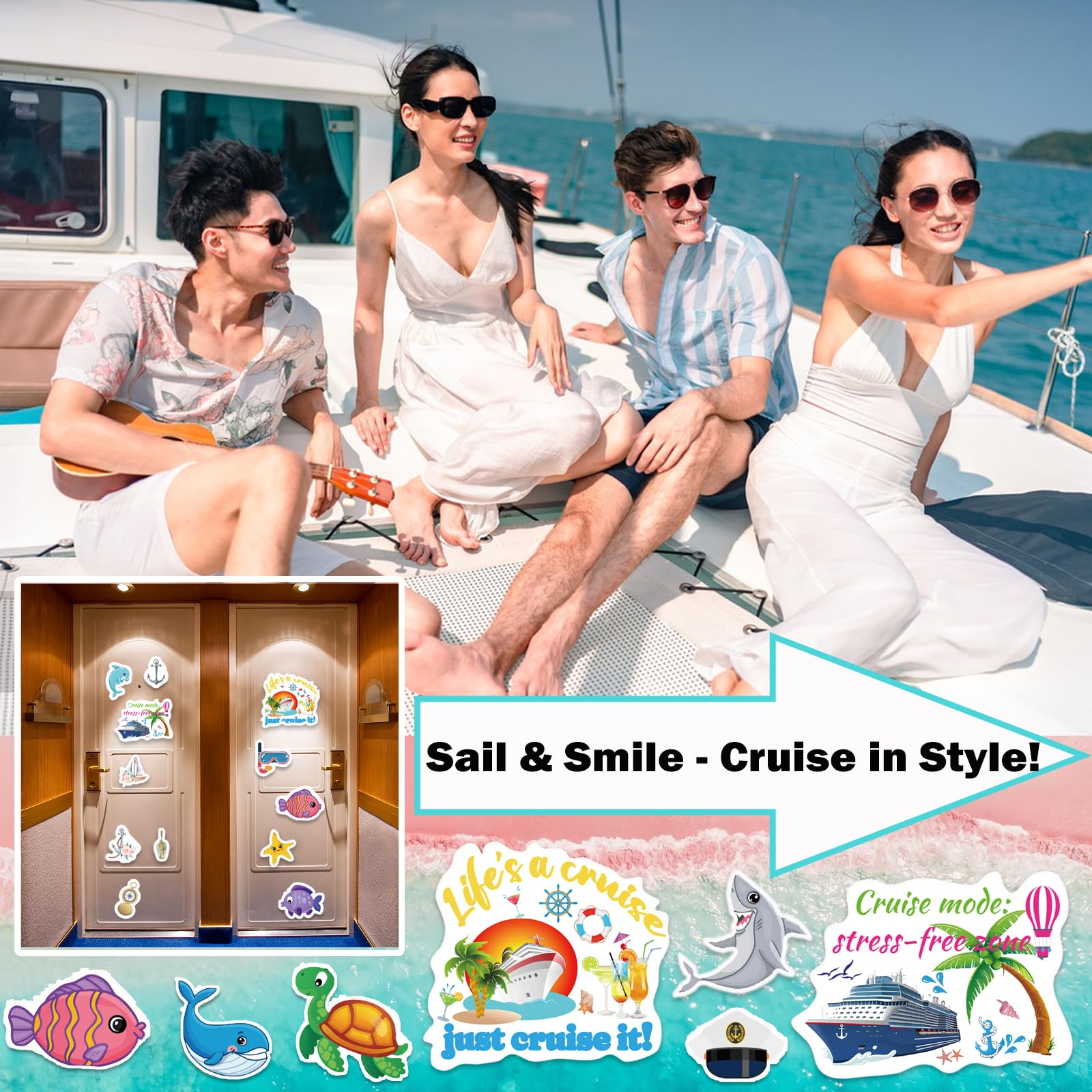 Rdanruy 30PCS Cruise Door Decorations Magnetic,Sea Navigation Cruise Ship Door Decorations Funny Boat Sea Animal Cruise Magnets for Door Decoration Cabin Refrigerator