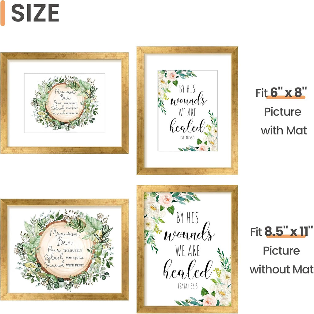 Upsimples 8.5 x 11 Picture Frame - Versatile Display for 6x8 Photos with Mat or 8.5 x 11 Without - Bronze Finish